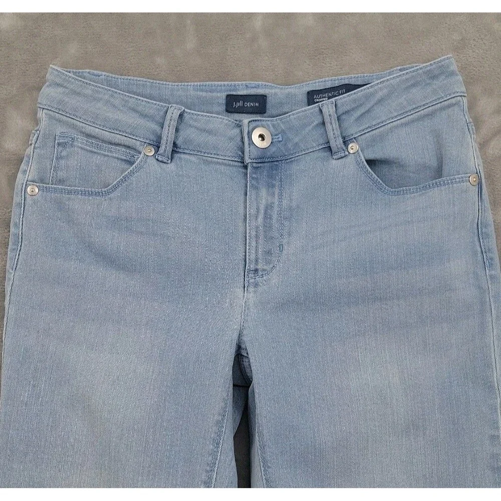 J.Jill Womens Cropped Jeans Size 4 Cuffed Light Blue Wash Authentic Fit 28x25